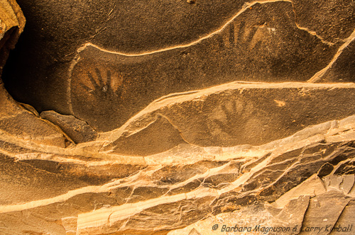 Hand print pictographs