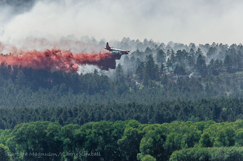 Slurry drop along south edge of Duckett fire.
