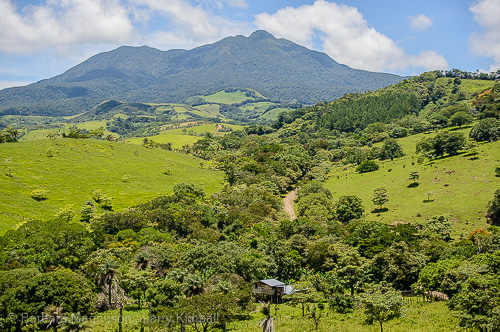 Backroad view of Volcan Tenorio from Tierras Morenas to Highway 6 south of Bijaguas.